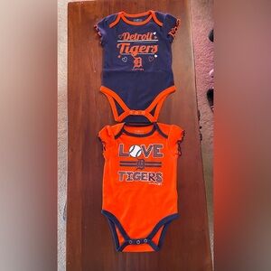 Detroit Tigers genuine merchandise…two girls’ 6/9 mos onesies-NWOT